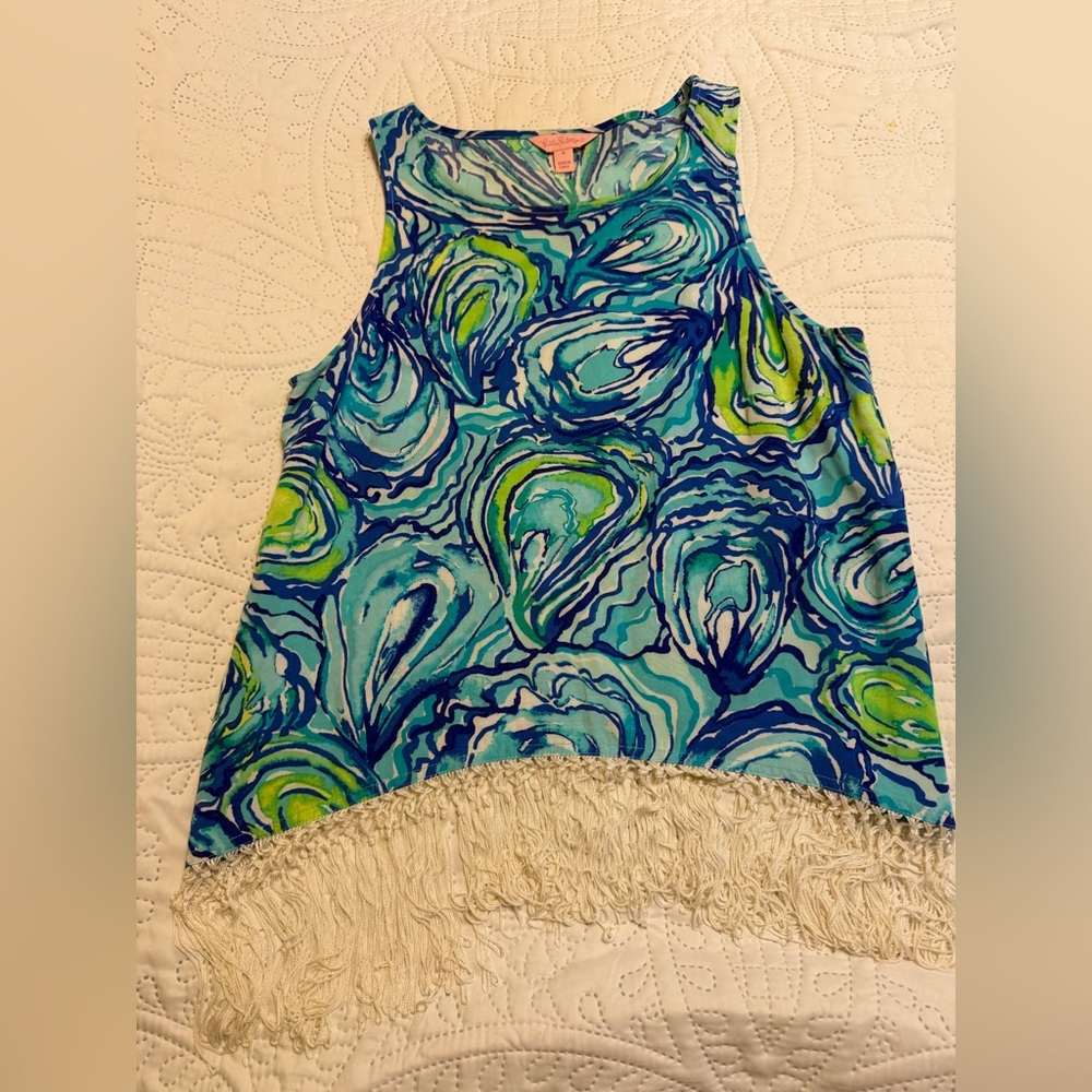 Lilly Pulitzer Blue and Green Abstract Top